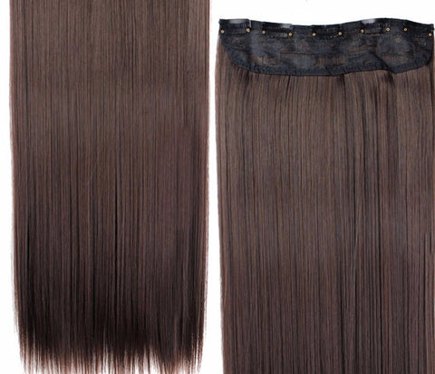 Long Straight 5Clips In Hair Extensions Black Brown