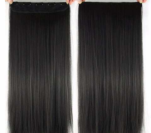 Long Straight Black To Gray Ombre Hair Extensions