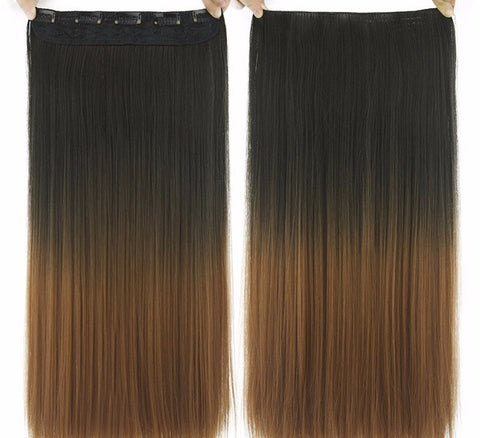 Long Straight Black To Gray Ombre Hair Extensions