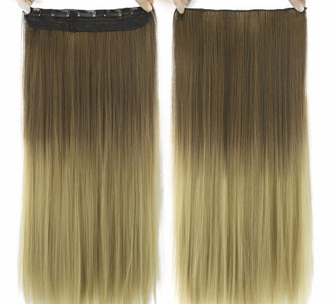 Long Straight Black To Gray Ombre Hair Extensions