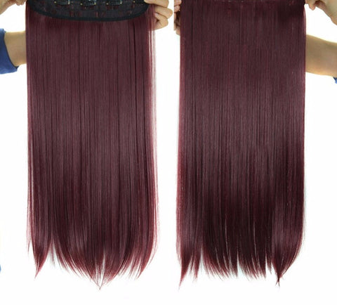 Long Straight 5Clips In Hair Extensions Black Brown