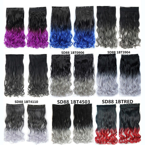 Long Wavy Colored Ombre Synthetic Hair Extensions
