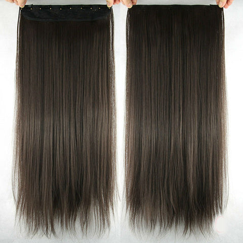 Long Straight Black To Gray Ombre Hair Extensions