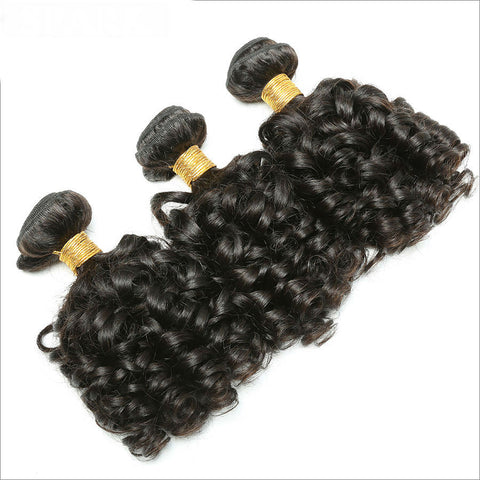 Bouncy Curly Hair Bundles Natural Color Human Hair Extensions