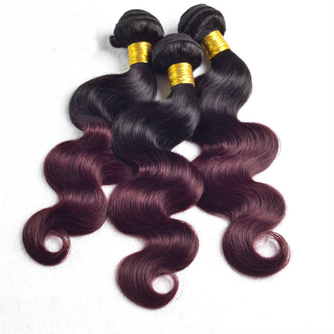 Two Tone Human Hair Bundles Non Remy Hair Extensions