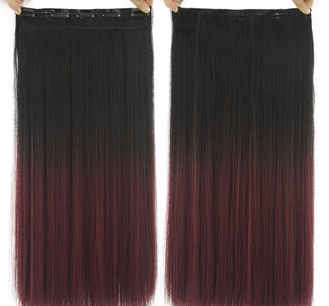 Long Straight Black To Gray Ombre Hair Extensions