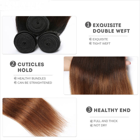Ombre Brazilian Straight Hair Color Human Hair Extensions