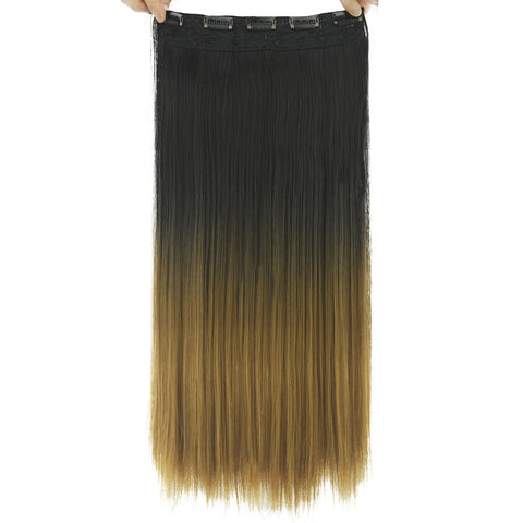 Long Straight Black To Gray Ombre Hair Extensions