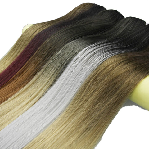 Long Straight Black To Gray Ombre Hair Extensions