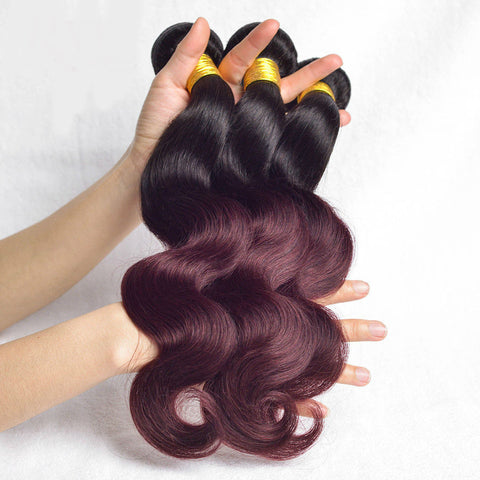 Two Tone Human Hair Bundles Non Remy Hair Extensions