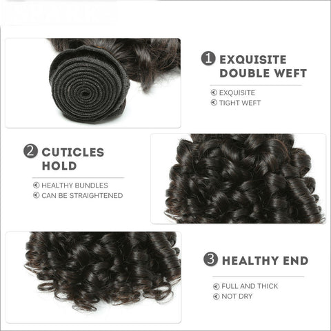 Bouncy Curly Hair Bundles Natural Color Human Hair Extensions