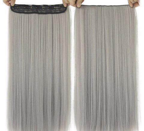 Long Straight Black To Gray Ombre Hair Extensions