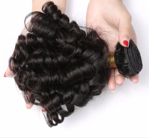 Bouncy Curly Hair Bundles Natural Color Human Hair Extensions