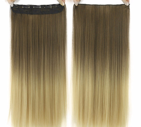 Long Straight Black To Gray Ombre Hair Extensions