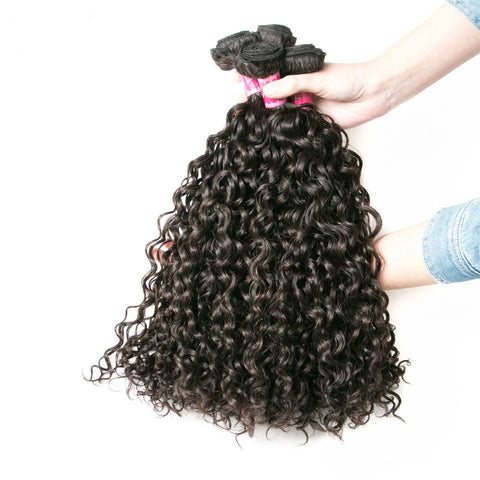 Hair Extension Water Wave Human Hair   Natural Black